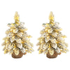 DodiOnline 1.5ft Mini Artificial Christmas Trees with Lights Set of 2, Snow Flocked Tabletop Christmas Trees with Base, Battery Operated, Desktop Party Decoration
