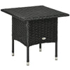 DodiOnline Rattan Side Table, Outdoor Coffee Table with Plastic Board Under the Full Woven Table Top for Patio, Garden, Balcony, Black