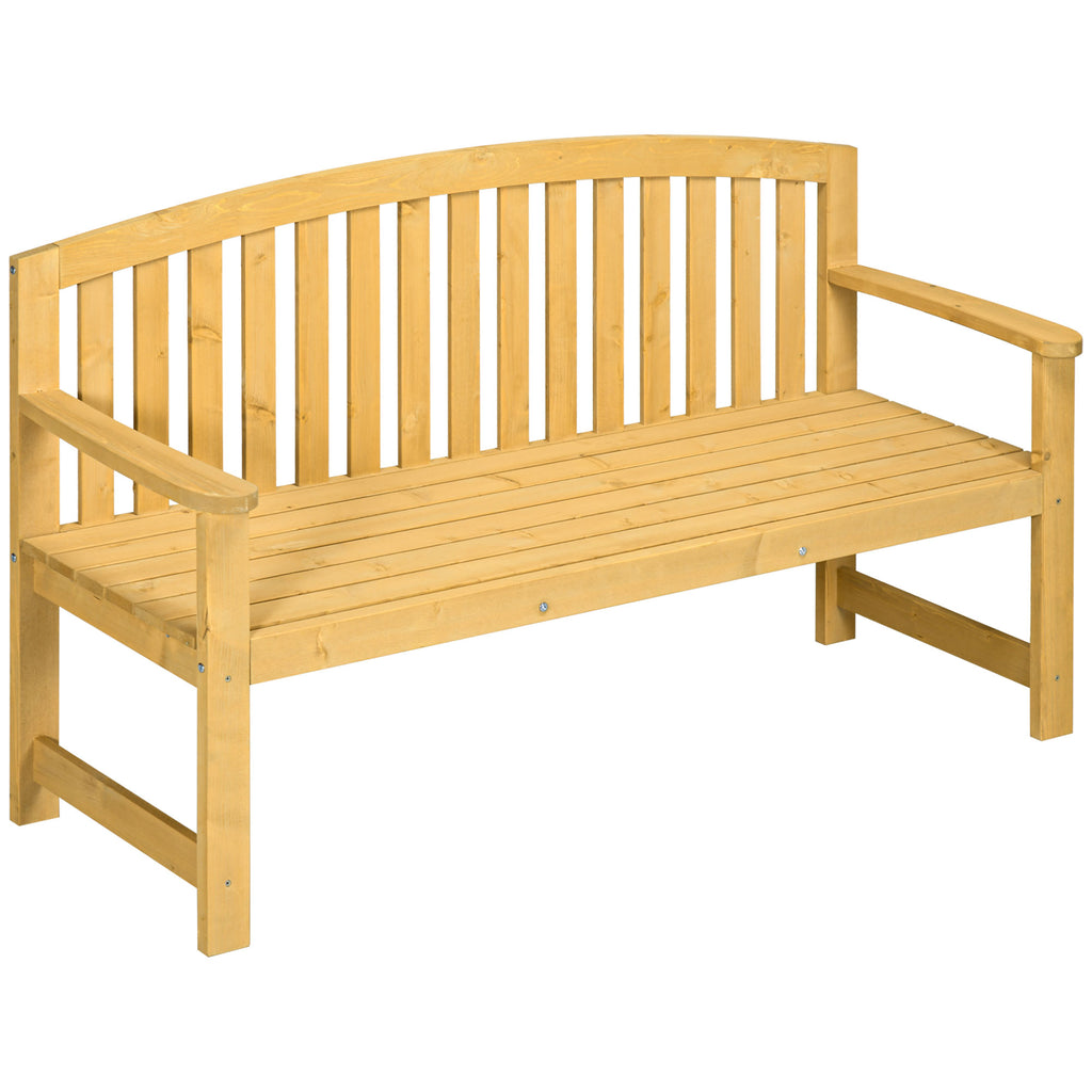 DodiOnline 2 Seater Wooden Garden Bench with Armrest, Outdoor Furniture Chair for Park, Balcony, Orange