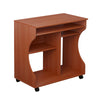 DodiOnline Multi-Storage Compact Work Desk, with Wheels - Cherry Wood Colour