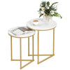 DodiOnline Set of Two Marble-Effect Nest of Tables - White/Gold-Tone