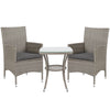 DodiOnline 3 Pieces Rattan Bistro Set, Wicker Outdoor Furniture Set with 2-Tier Coffee Table and Chairs, Washable Cushions, for Outdoor Patio Balcony, Grey
