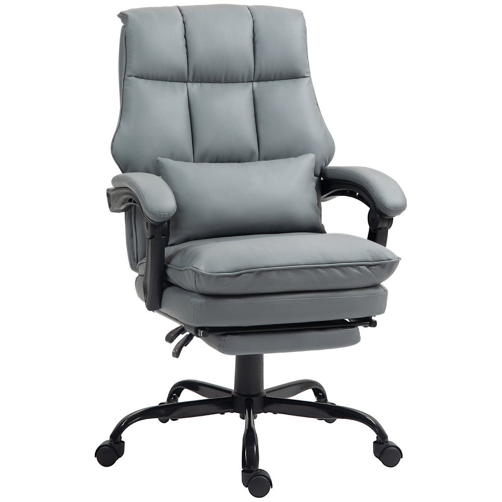 DodiOnline Faux Leather Reclining Office Chair, with Footrest - Grey