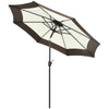 DodiOnline 2.7m Garden Parasol Umbrella with 8 Metal Ribs, Tilt and Crank, Outdoor Sunshades for Garden, Patio, Beach, Yard, Coffee