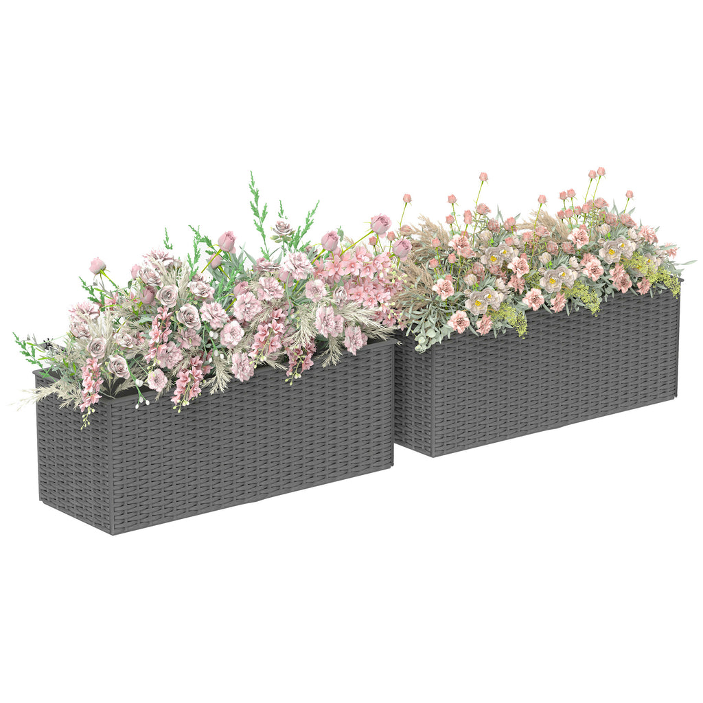 DodiOnline Set of Two Rattan-Effect Planters - Grey