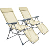 DodiOnline Set of Two Sun Loungers, with Five-Position Adjustable Backs - Beige