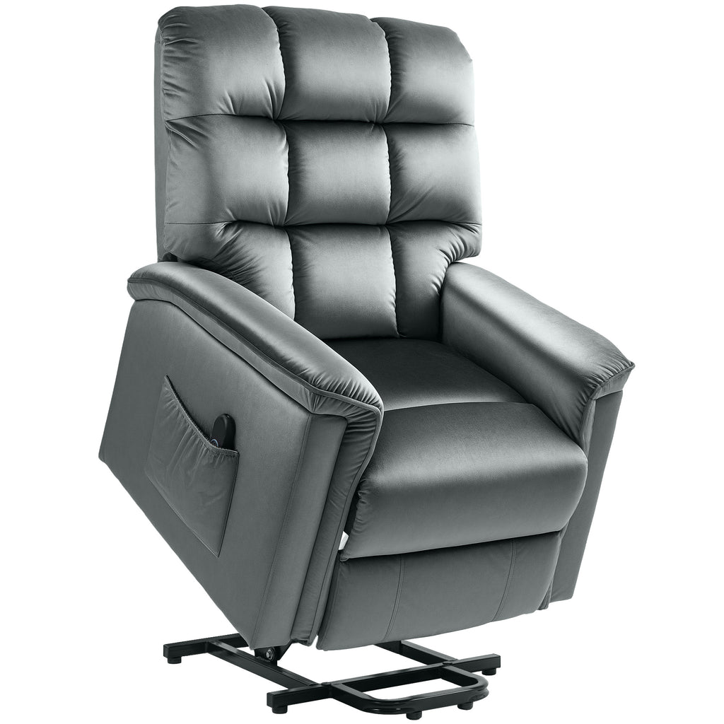 DodiOnline Velvet-Feel Electric Lift Recliner Chair - Dark Grey