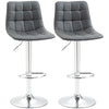 DodiOnline Adjustable Bar Stools Set of 2, Swivel PU Leather Upholstered Barstools with Tufted Seat and Back, Breakfast Bar Chairs for Kitchen Counter, Grey