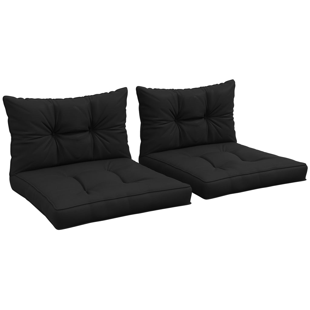 DodiOnline 2-Piece Seat Cushions Back Pillows Replacement, Patio Chair Cushions Set for Indoor Outdoor, Black