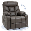 DodiOnline Manual Reclining Chair, Recliner Armchair with Faux Leather, Footrest, Cup Holders, 86x93x102cm, Brown