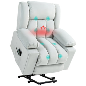DodiOnline Velvet-Feel Electric Riser, Recliner and Massage Armchair - Light Grey