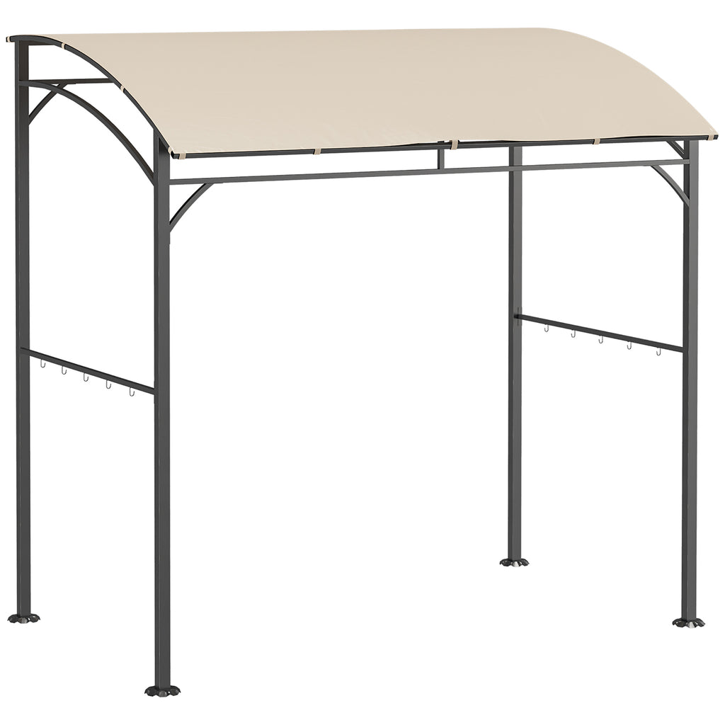 DodiOnline 2.2 x 1.5 m BBQ Grill Gazebo Tent, Garden Grill with Metal Frame, Curved Canopy and 10 Hooks, Outdoor Sun Shade, Beige