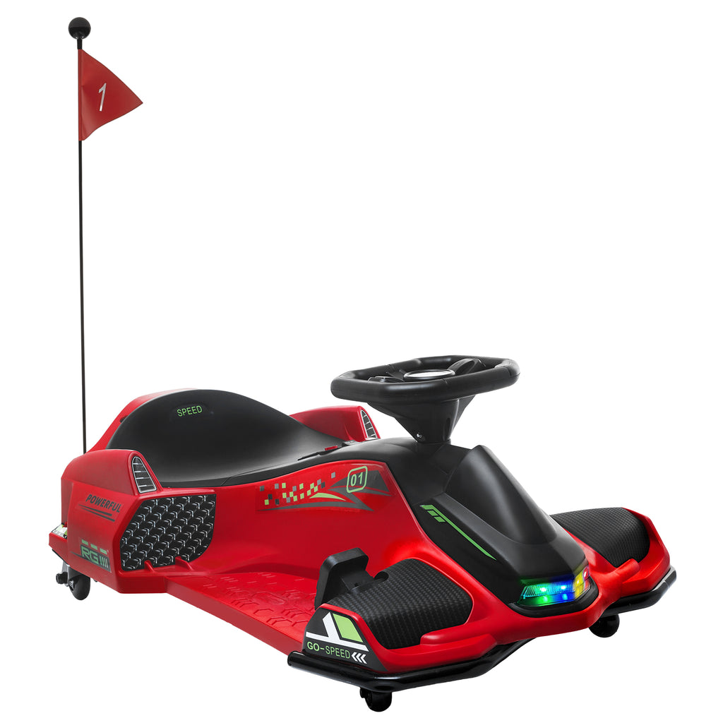 DodiOnline 12V Kids Electric Go Kart with Music, LED Lights, Slow Start, Red