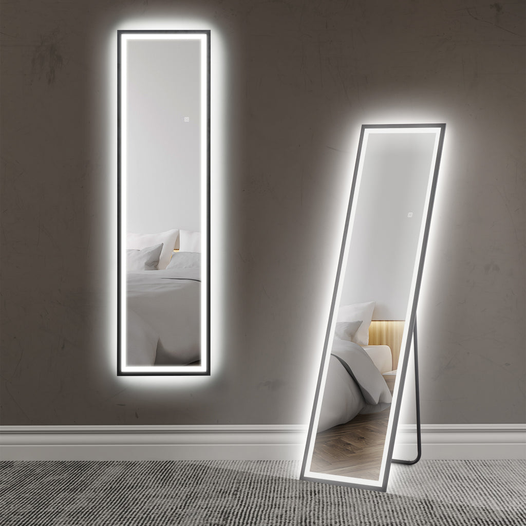 DodiOnline 150 x 40cm Full Length Mirror, with Adjustable Lights - Black