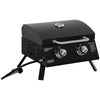 DodiOnline 2 Burner Gas BBQ Grill Outdoor Portable Folding Tabletop Barbecue w/ Lid, Thermometer, Carbon Steel, Black