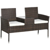 DodiOnline Two-Seat Rattan Chair, with Middle Table - Brown