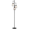 DodiOnline 170cm Industrial 3-Light Floor Lamp, Dimmable Standing Lamp with Steel Lampshades for Living Room, Bedroom, Dinging Room, Study, Black