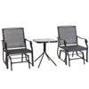DodiOnline Glider Rocking Chair & Table Set 2 Single Seaters Rocker Garden Swing Chair Patio Furniture Bistro Set Grey