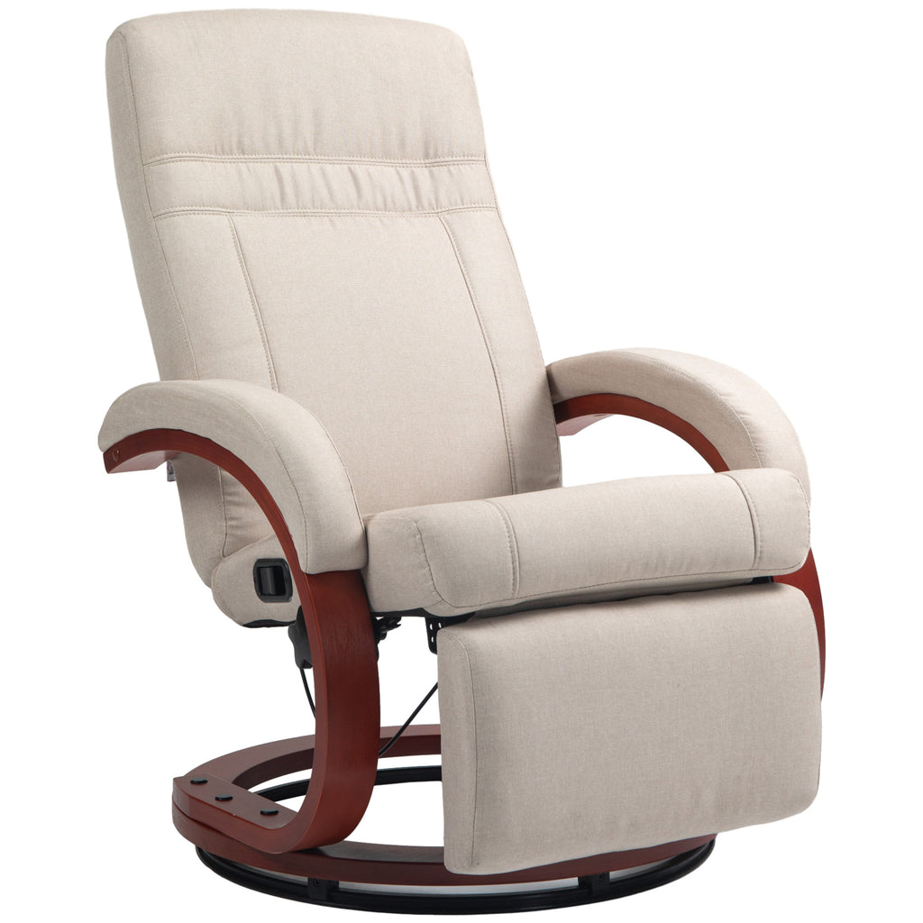 DodiOnline 135° Manual Reclining Swivel Chair, with Footrest - Beige