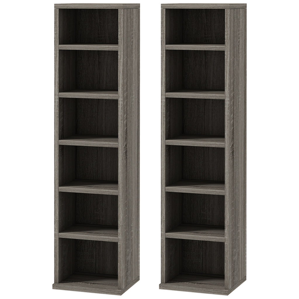 DodiOnline Set of Two 102 CD Storage Units - Dark Wood-Effect