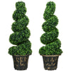 DodiOnline Set of 2 Artificial Plants, Topiary Spiral Boxwood Trees with Pot, for Home Indoor Outdoor Decor, 90cm