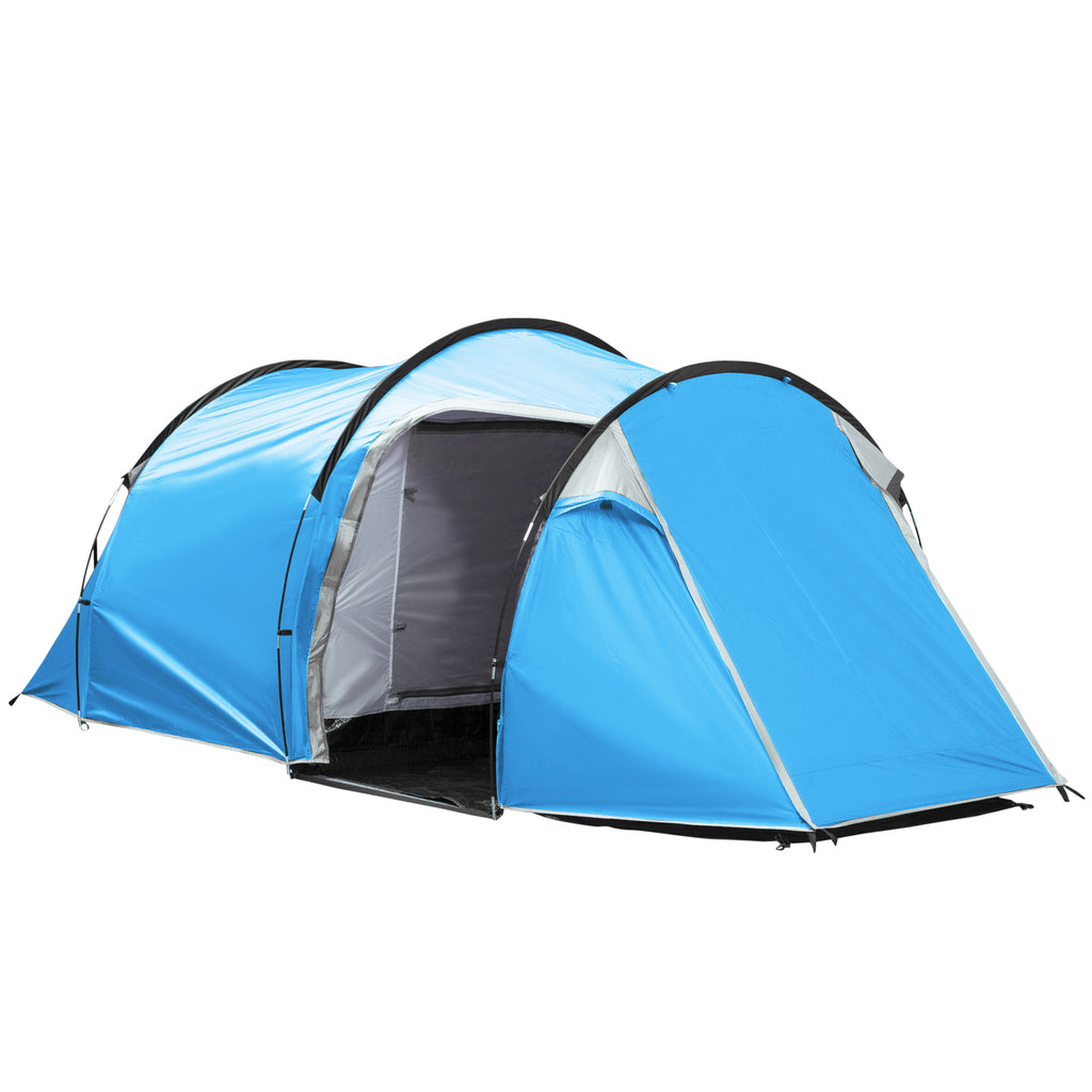 DodiOnline 2-3 Man Tunnel Tent with Vestibule, Weather-Resistant Camping Tent with Air Vents for Fishing Hiking, Light Blue & Grey