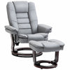 DodiOnline Manual Recliner and Footrest Set PU Leather Leisure Lounge Chair Armchair with Swivel Wood Base, Grey