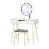 DodiOnline Dressing Table with Mirror and Stool, Vanity Makeup Desk Set with 2 Drawers, Cushioned Stool and Make-up Organizer for Bedroom and Dressing Room, White