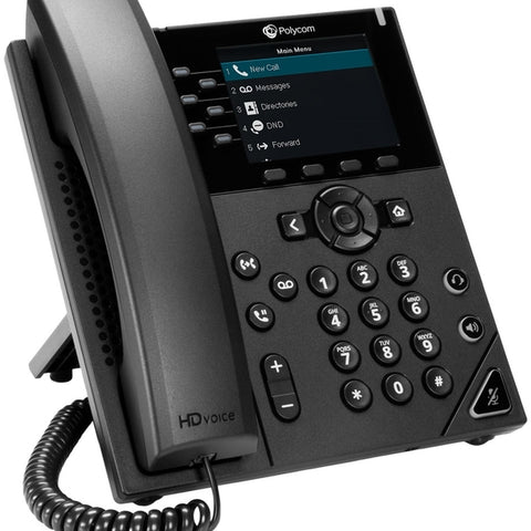 Poly VVX 350 6-line Desktop Business IP Phone with dual 10/100/1000 Ethernet ports.