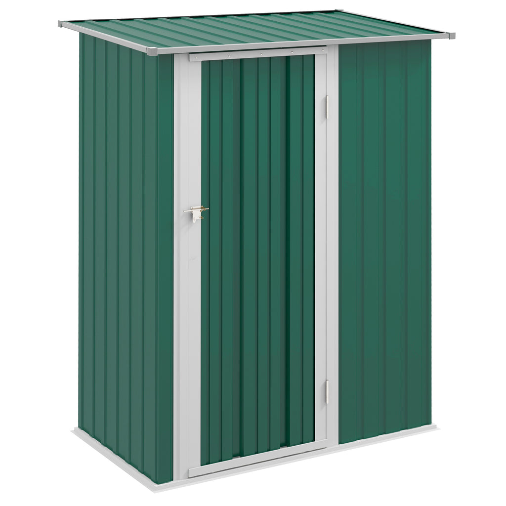 DodiOnline 5ft x 3ft Garden Metal Storage Shed, Outdoor Tool Shed with Sloped Roof, Lockable Door for Tools, Equipment, Green