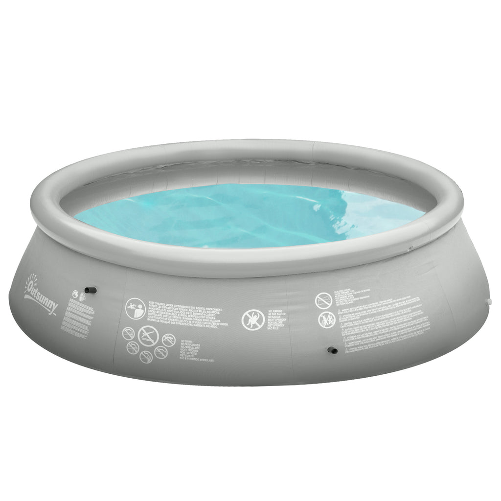 DodiOnline 274cm x 76cm Inflatable Swimming Pool Family-Sized Blow Up Pool Round Paddling Pool with Hand Pump for Adults, Outdoor, Garden and Backyard, Grey