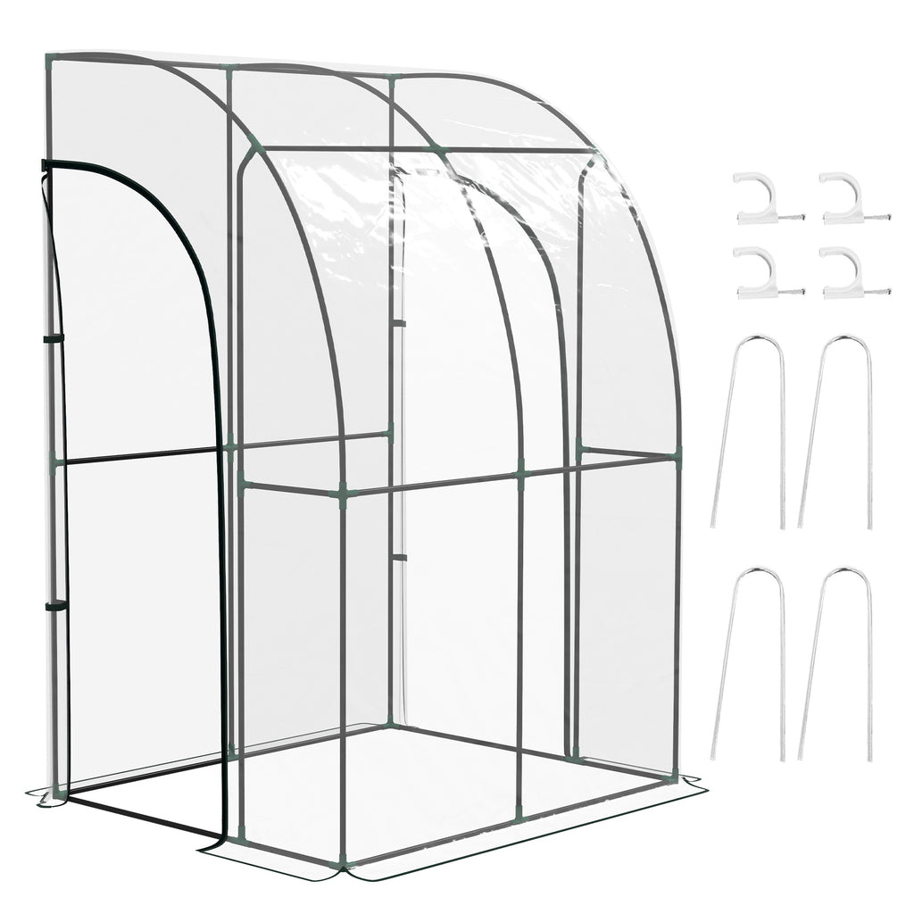 DodiOnline 143cm x 118cm Walk-In Lean To Greenhouse, with Accessories