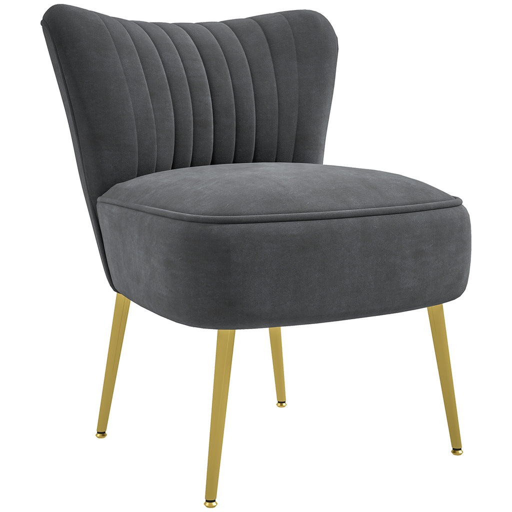 DodiOnline Velvet-Feel Tub Accent Chair - Grey