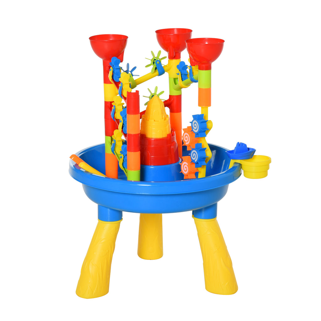 DodiOnline 30 Pcs Sand and Water Table Beach Toy Waterpark Activities Sand Pit Playset with Accessories Garden Sandbox