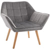 DodiOnline Armchair Accent Chair, Vanity Chair with Wide Arms, Slanted Back, Padding, Metal Frame, Wooden Legs, Home Bedroom Furniture Seating, Grey