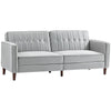 DodiOnline Modern Convertible Sofa Futon Velvet-Touch Tufted Couch Compact Loveseat with Adjustable Split Back, Light Grey
