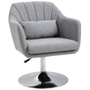 DodiOnline Swivel Linen Fabric Accent Chair for Living Room Contemporary Vanity Armchair with Adjustable Height Thick Cushion Lumbar Support Armrest for Bedroom Office Light Grey