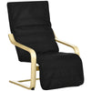 DodiOnline Wooden Lounging Chair Deck Relaxing Recliner Lounge Seat with Adjustable Footrest & Removable Cushion Cover, Black