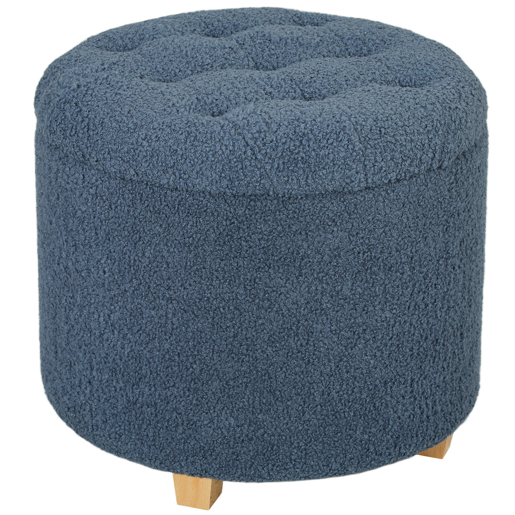 DodiOnline 31.8L Teddy Fleece Storage Ottoman - Blue