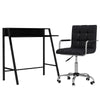 DodiOnline Home Office Chair and Computer Desk Set, Faux Leather Desk Chair with Swivel Wheels, Study Desk with Storage Shelf, Black