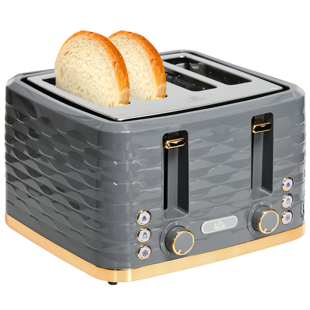 DodiOnline Four-Slice Rippled Toaster - Grey