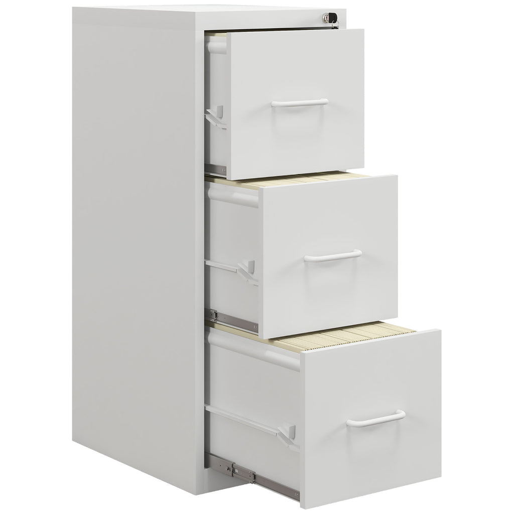 DodiOnline Three-Drawer Modern Steel Filing Cabinet - Cream