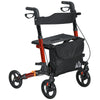 DodiOnline 4 Wheel Rollator with Seat and Back, Folding Mobility Walker with Carry Bag, Adjustable Height, Dual Brakes, Cane Holder, Lightweight Aluminium Walking Frame for Seniors and Disabled, Red