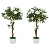 DodiOnline Set of Two Faux Rose Trees - White