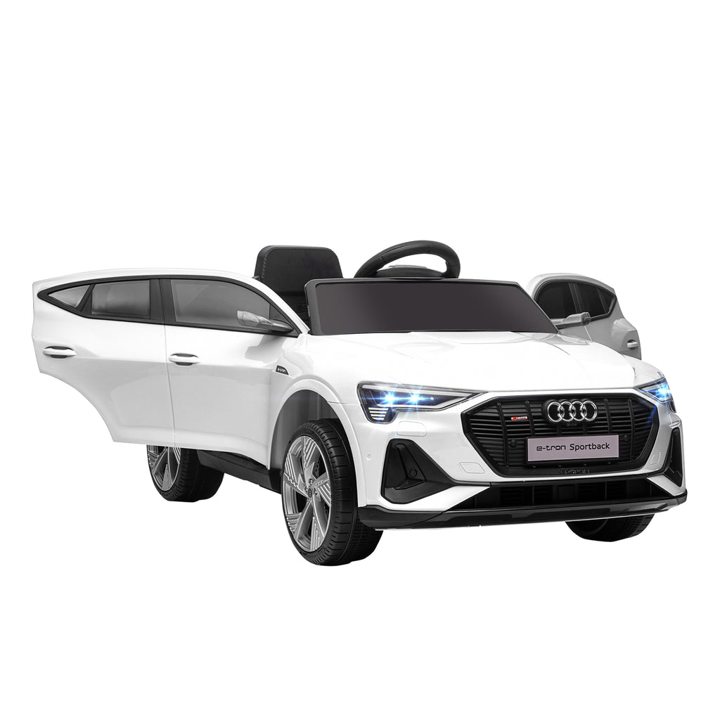 DodiOnline 12V Kids Electric Ride-On Car, with Remote Control, Lights, Music, Horn - White