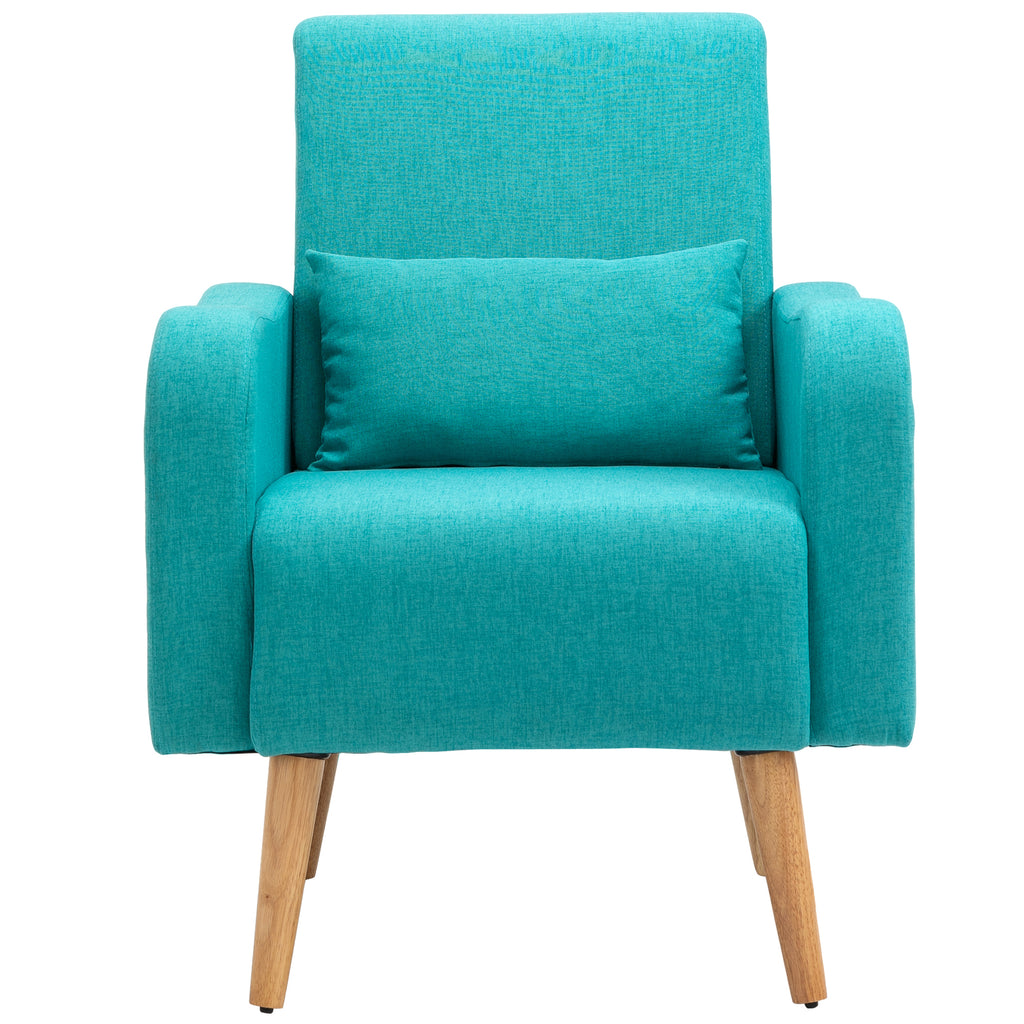 DodiOnline Accent Chair, Linen-Touch Armchair, Upholstered Leisure Lounge Sofa for Living Room, Club Chair with Wooden Frame, Teal