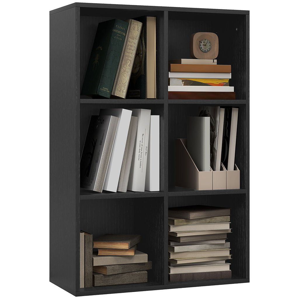 DodiOnline Six-Cube Bookcase - Black Wood Effect