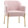 DodiOnline Fabric Accent Chair, Modern Armchair with Metal Legs for Living Room, Bedroom, Home Office, Pink