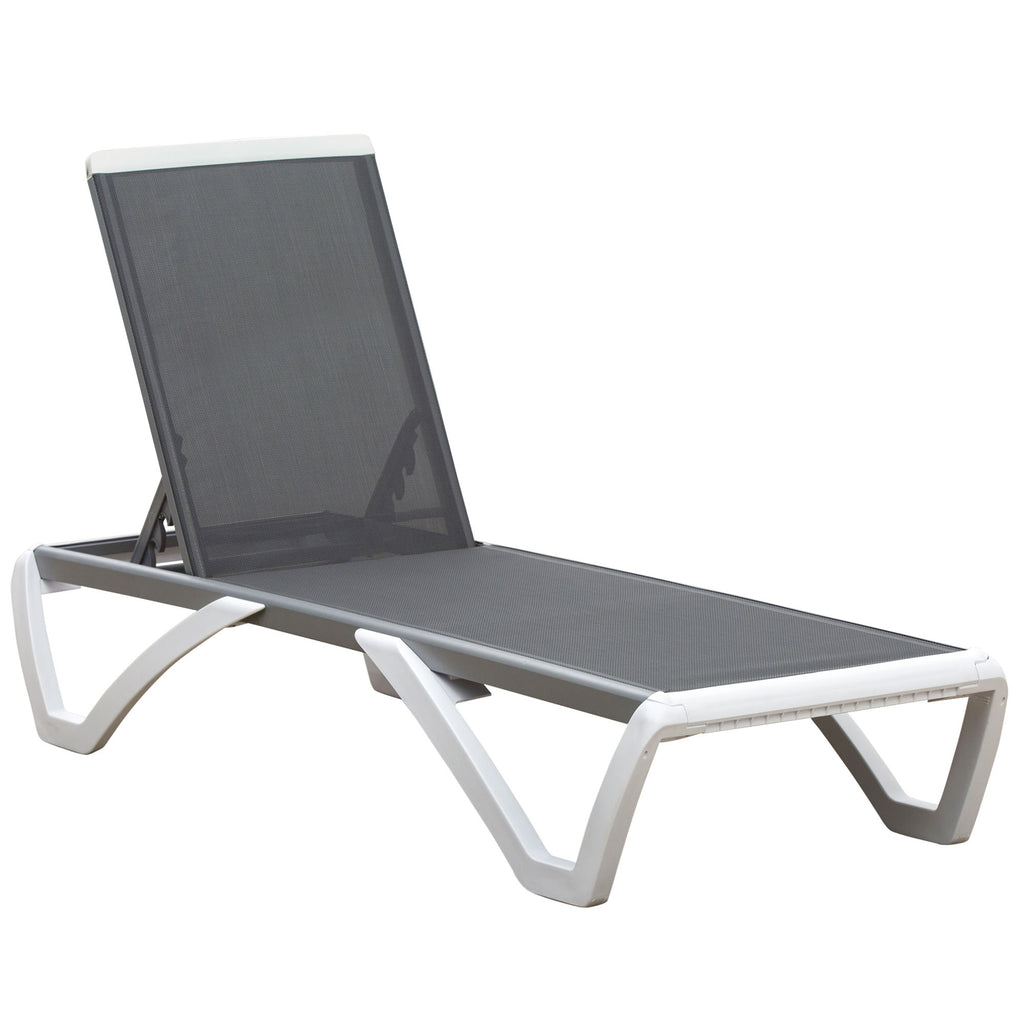 DodiOnline Aluminium Frame Sun Lounger, with Adjustable Back - Grey