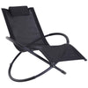 DodiOnline Outdoor Orbital Lounger Zero Gravity Patio Chaise Foldable Rocking Chair w/ Pillow Black